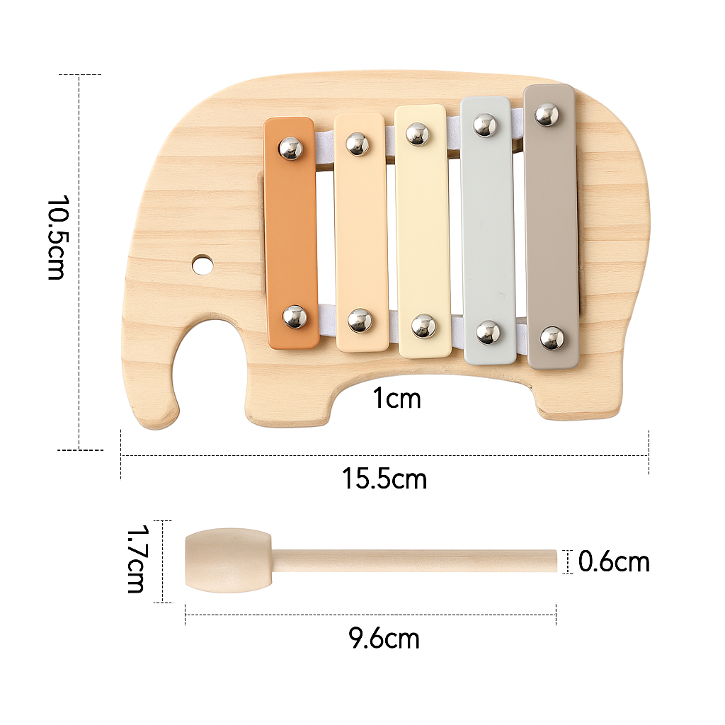 Xylofon I Trä Elefant Formad